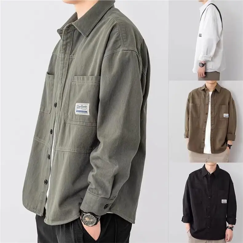 Japanese Style Men's Long Sleeve Cotton Linen Jacket Brown — feature 2