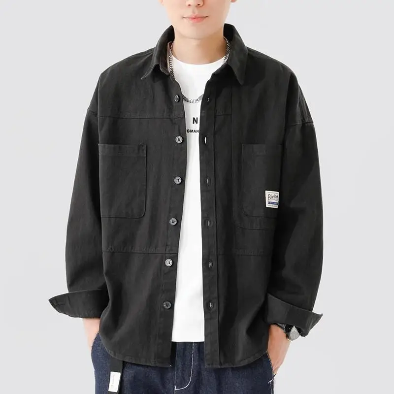 Japanese Style Men's Long Sleeve Cotton Linen Jacket Brown - Image 2
