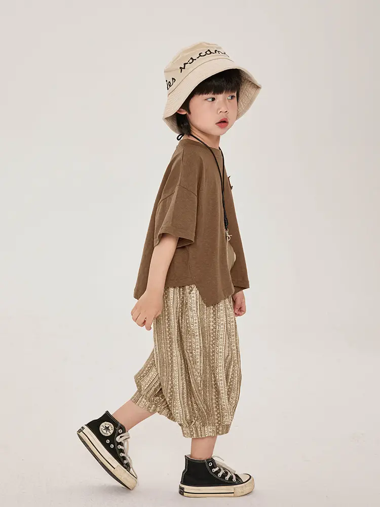 Boys Cotton T-Shirt Plaid Shorts Summer Korean Style - Image 5