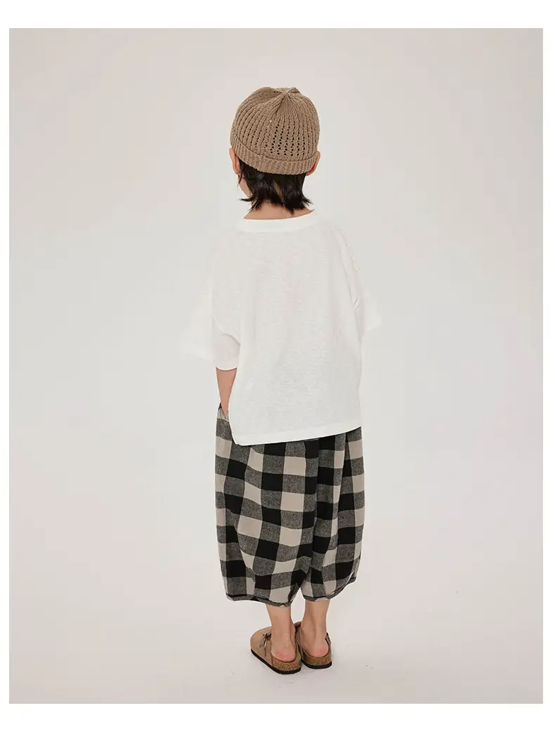 Boys Cotton T-Shirt Plaid Shorts Summer Korean Style — feature 15