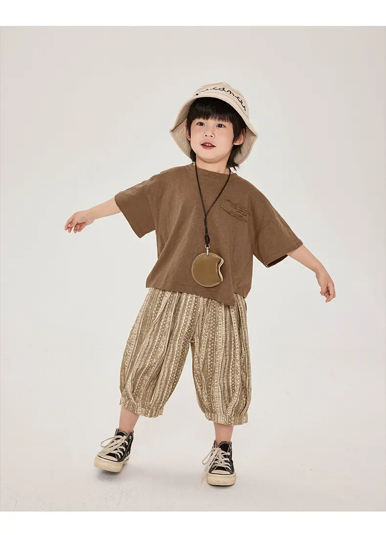 Boys Cotton T-Shirt Plaid Shorts Summer Korean Style — feature 16