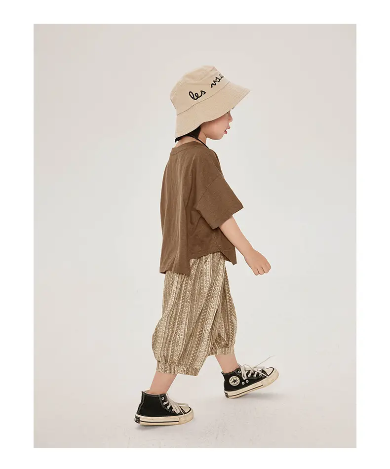 Boys Cotton T-Shirt Plaid Shorts Summer Korean Style — feature 17