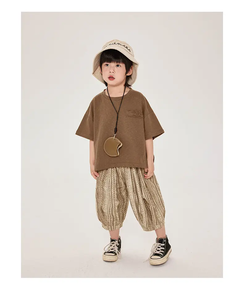 Boys Cotton T-Shirt Plaid Shorts Summer Korean Style — feature 18