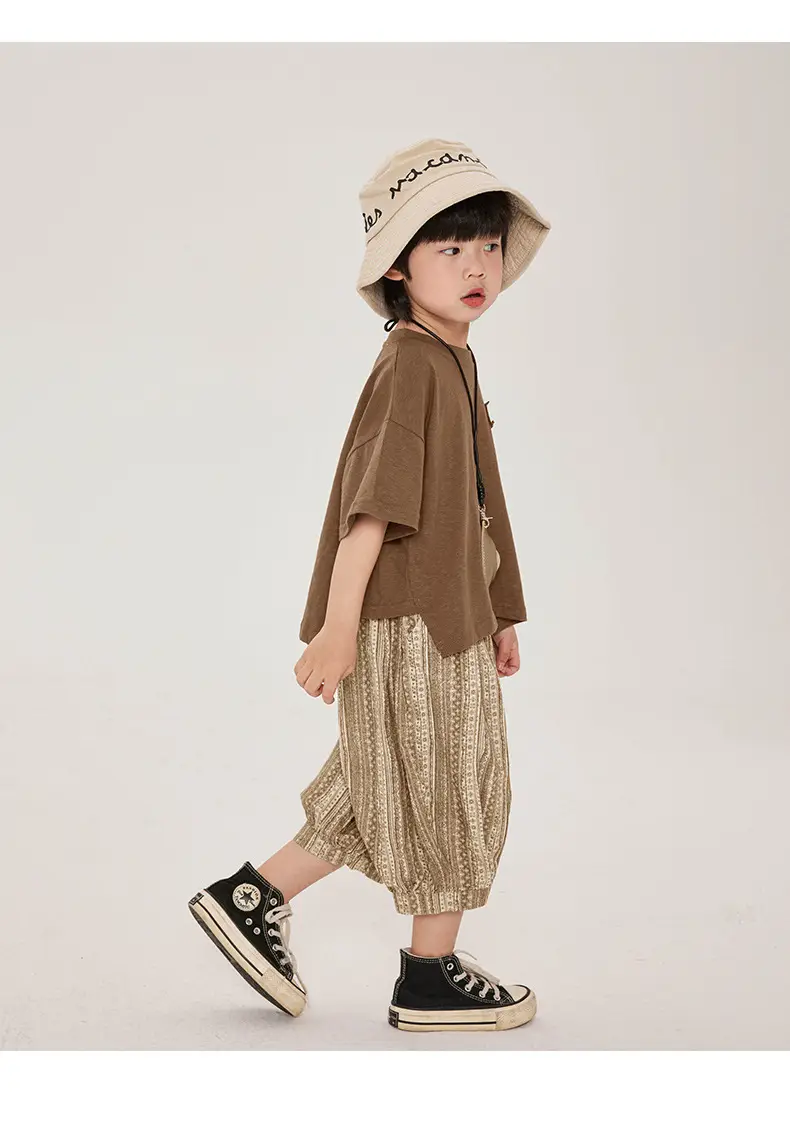 Boys Cotton T-Shirt Plaid Shorts Summer Korean Style — feature 20