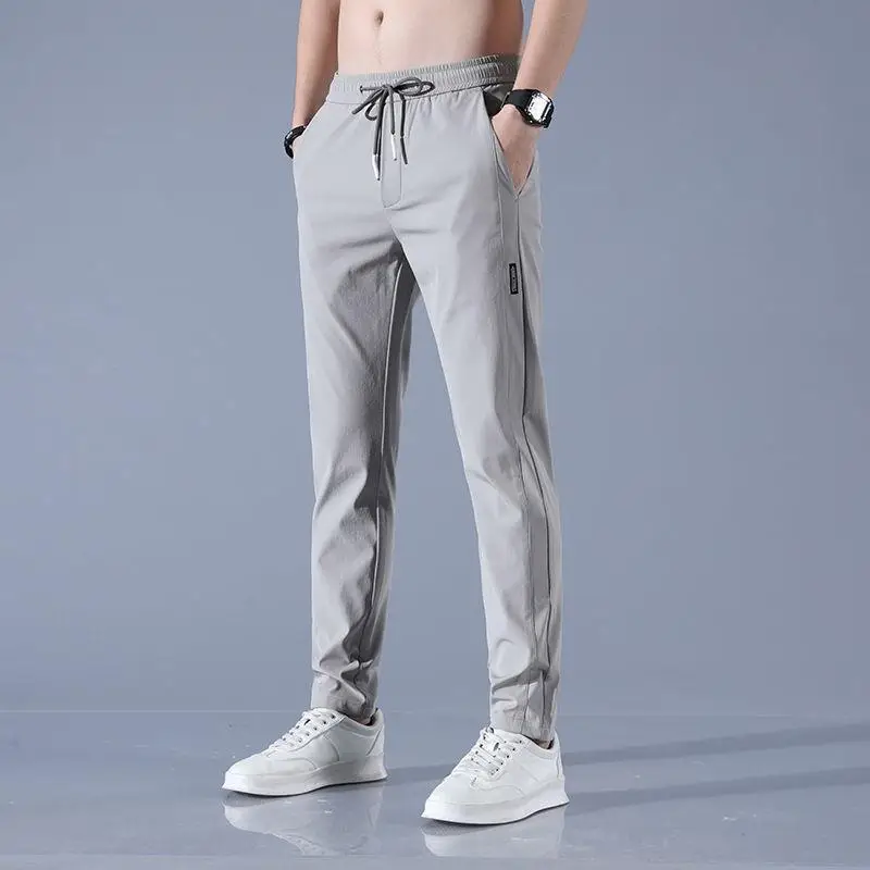 Men's Ice Silk Loose Breathable Shorts Grey - Image 3