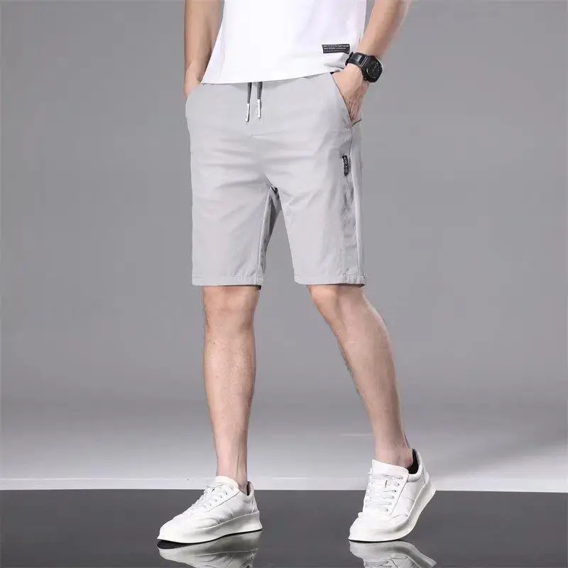 Men's Ice Silk Loose Breathable Shorts Grey - Image 6