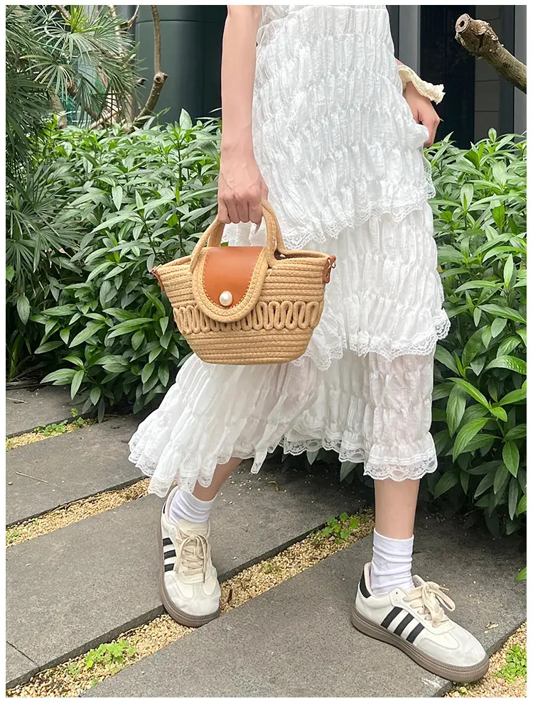Women's Vintage Woven Bucket Handbag for Summer — feature 12