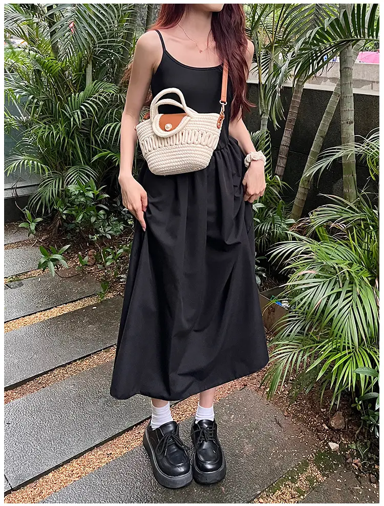 Women's Woven Shoulder Bag with Pearl Accents — feature 14