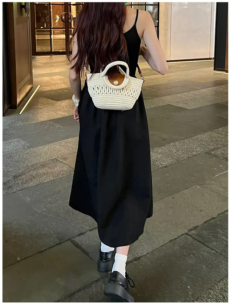 Women's Woven Shoulder Bag with Pearl Accents — feature 15