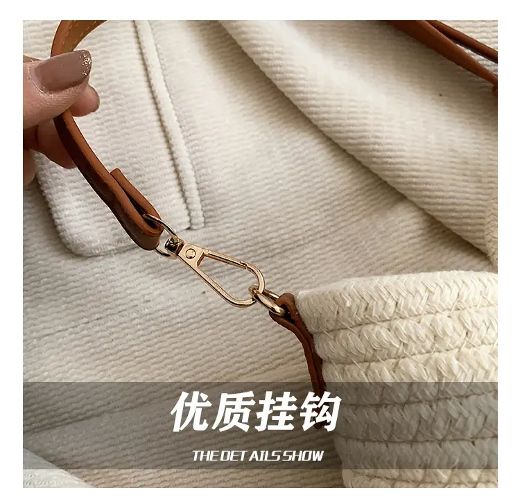 Women's Woven Shoulder Bag with Pearl Accents — feature 7