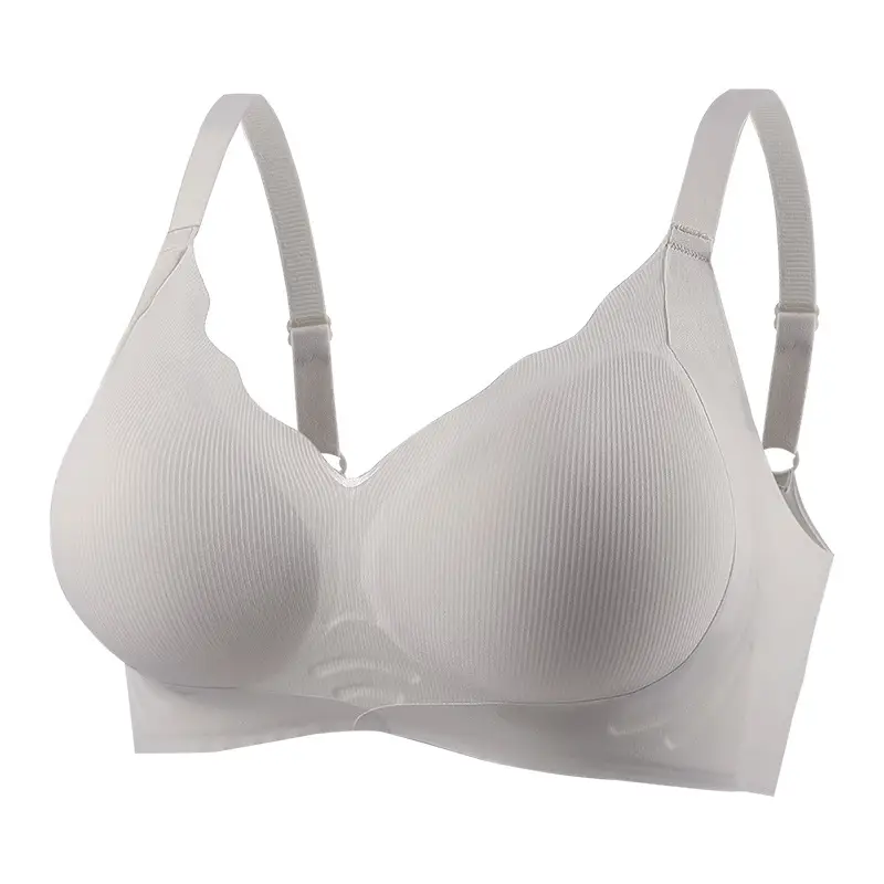 Naked seamless underwear women's soft support jelly breast anti-sagging adjustable non-steel ring ultra-soft thin bra