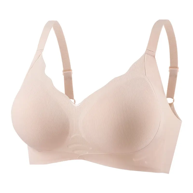 Naked seamless underwear women's soft support jelly breast anti-sagging adjustable non-steel ring ultra-soft thin bra