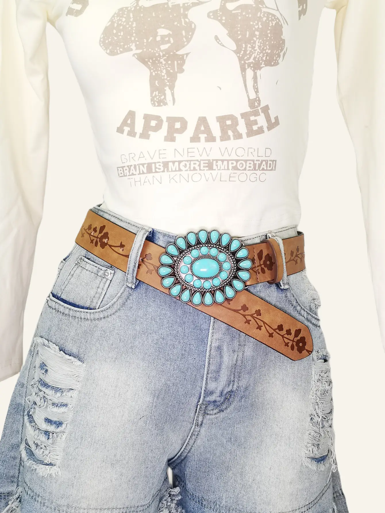 Turquoise Flower Belt for Women American Bohemian Fashion — feature 3