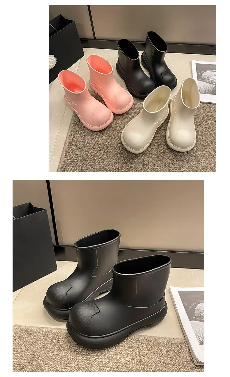 2025 Internet Celebrity Fashion Simple Versatile Ins Rain Boots Women's Mid-Calf Cute Outdoor Thick-Soled Eva Waterproof Rain Boots Wholesale — feature 14