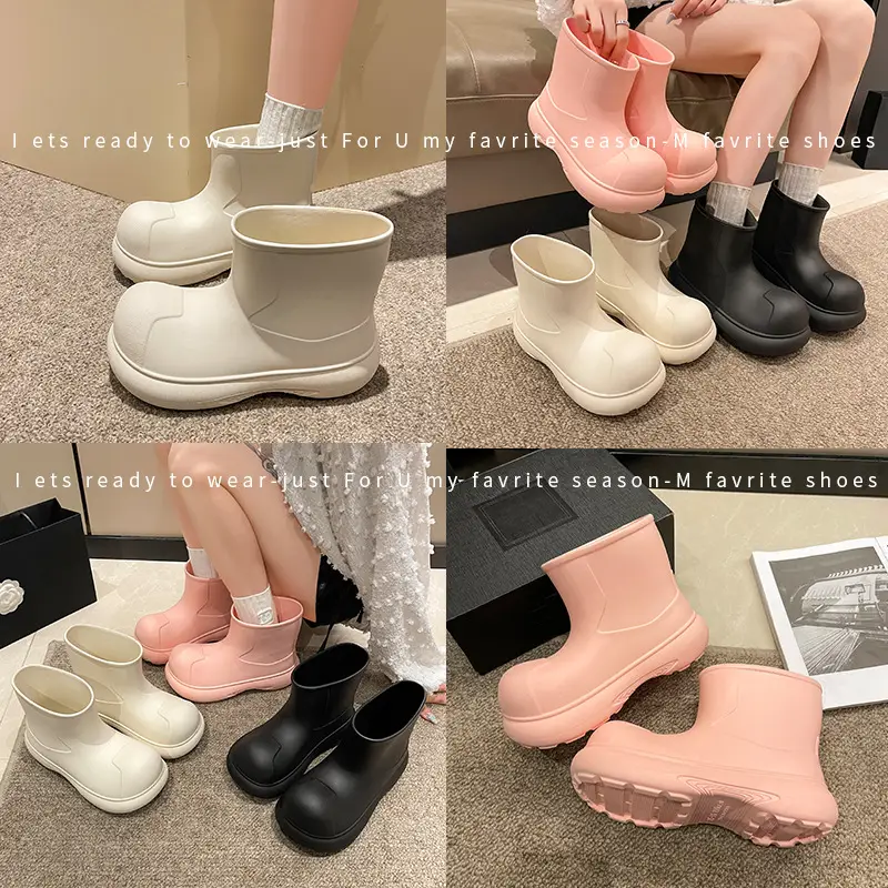 2025 Internet Celebrity Fashion Simple Versatile Ins Rain Boots Women's Mid-Calf Cute Outdoor Thick-Soled Eva Waterproof Rain Boots Wholesale — feature 24