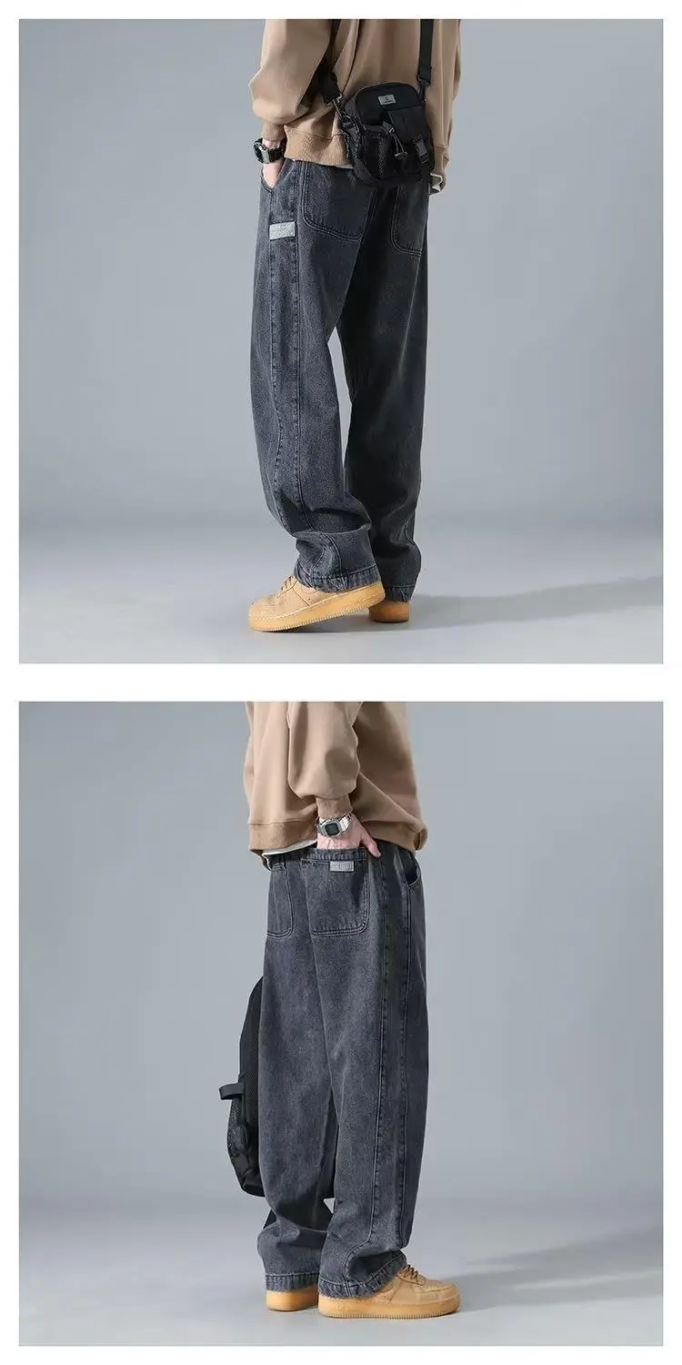 Men's Wide Leg Washed Jeans Spring Autumn High Street — feature 6