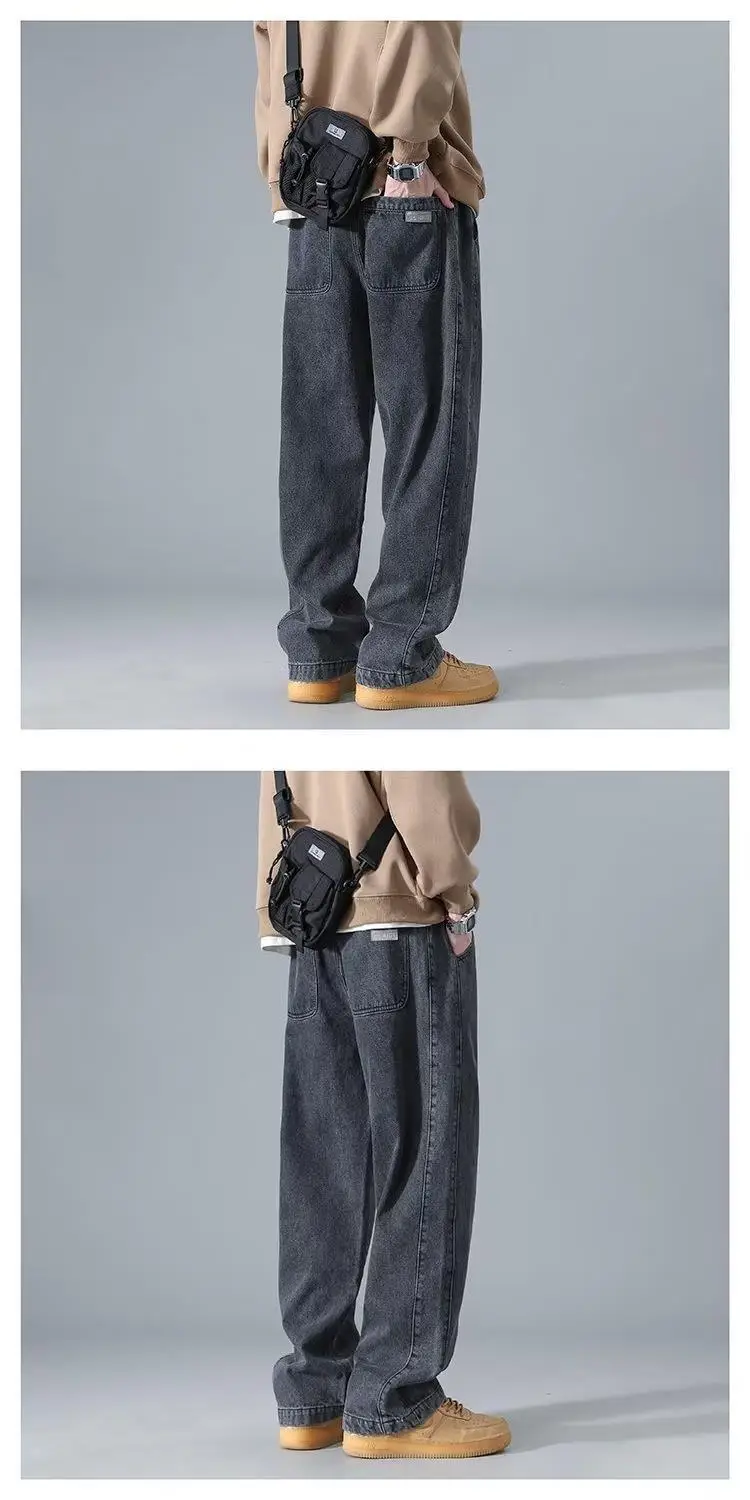 Men's Wide Leg Washed Jeans Spring Autumn High Street — feature 7