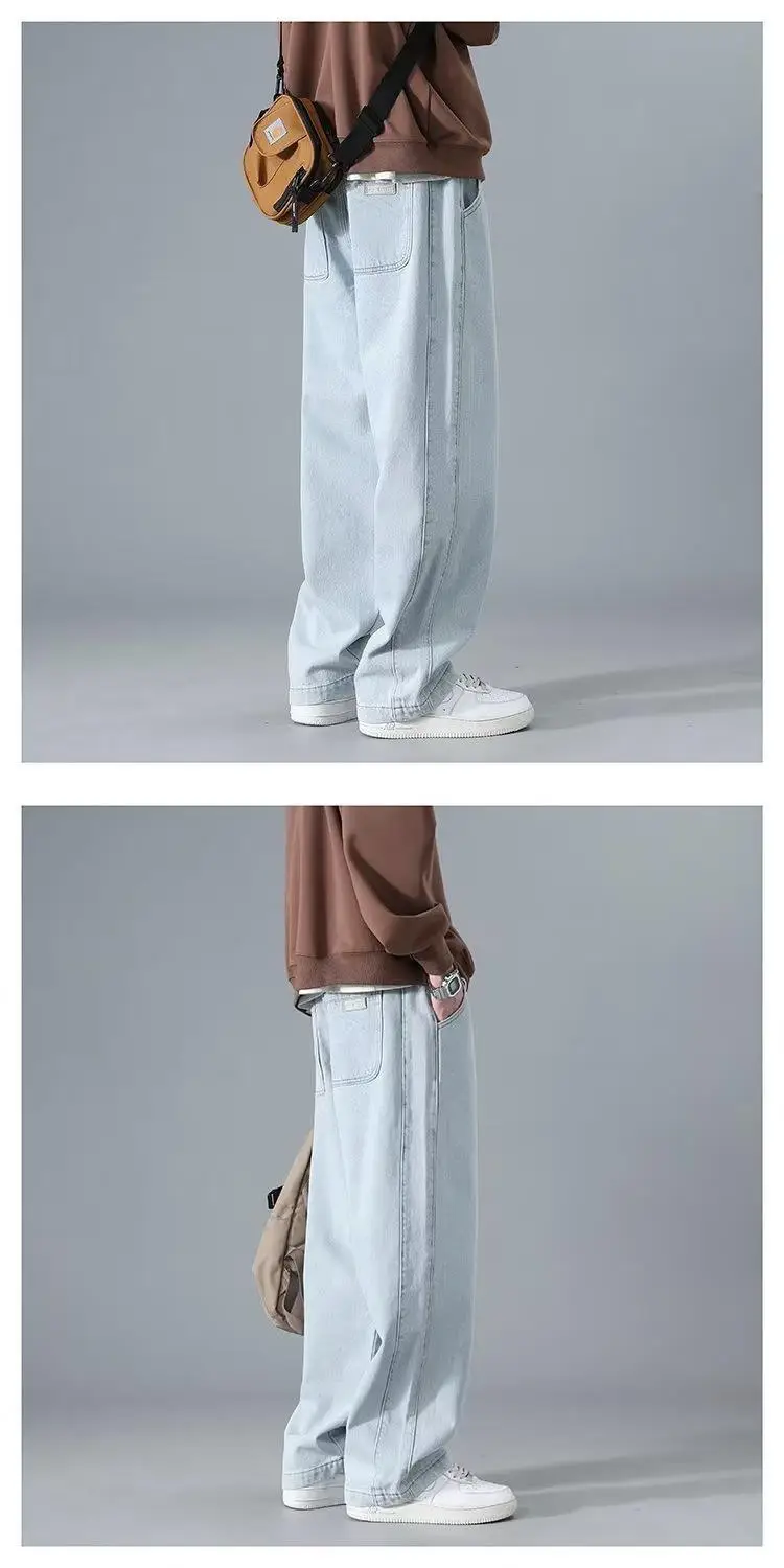 Men's Wide Leg Washed Jeans Spring Autumn High Street — feature 8
