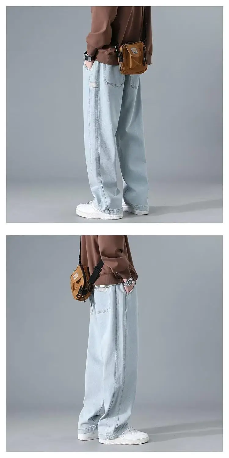 Men's Wide Leg Washed Jeans Spring Autumn High Street — feature 9