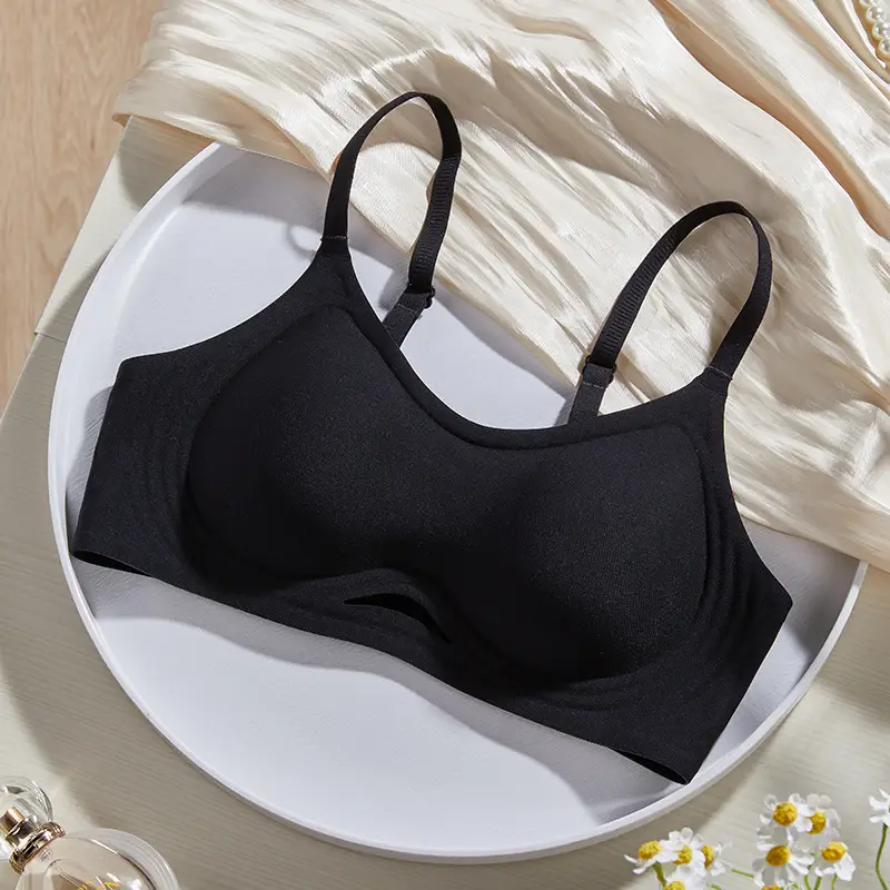 Naked seamless underwear women's jelly soft support breast anti-sagging adjustable ultra-soft thin bra without steel ring