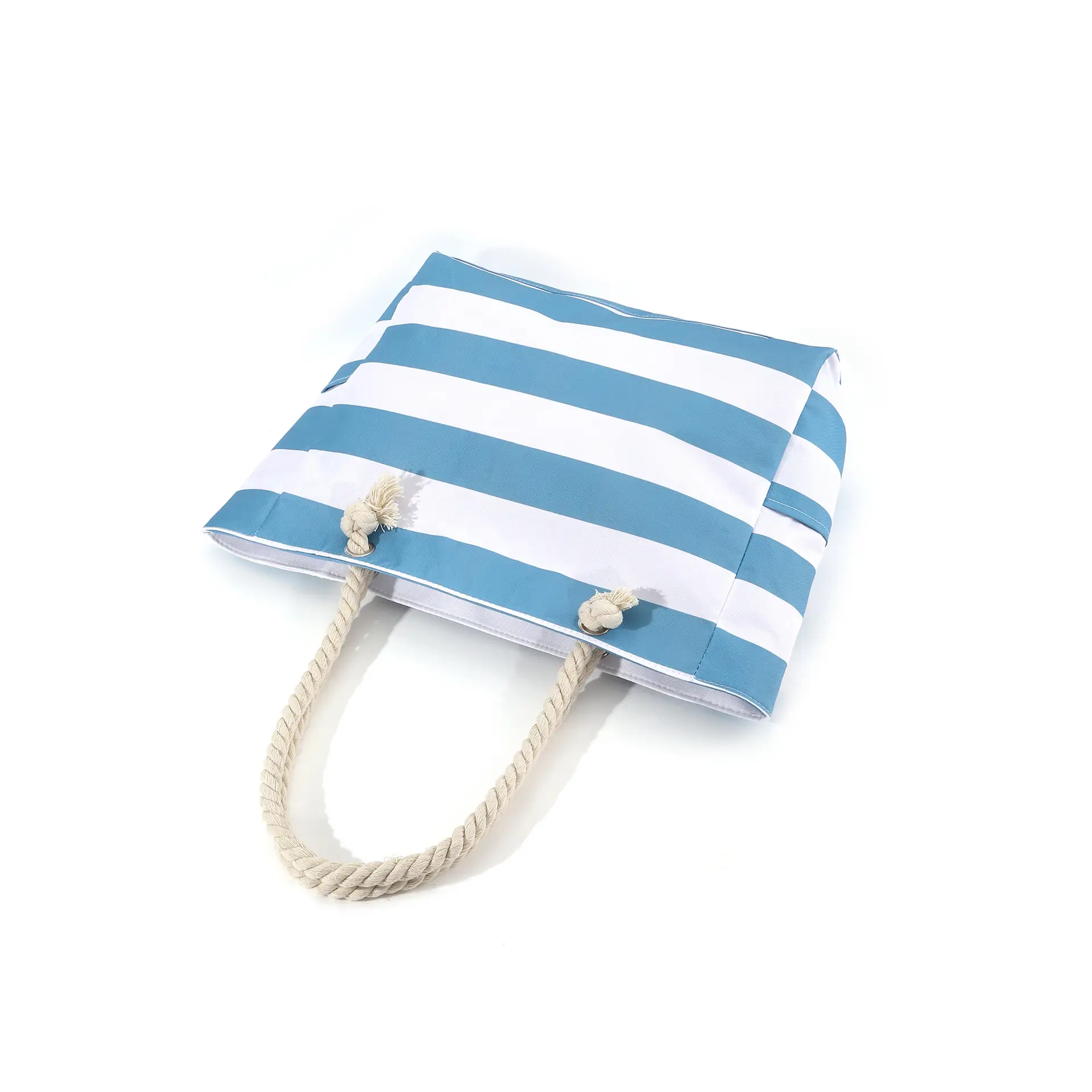 Blue Striped Beach Tote Bag Large Capacity Casual Shoulder Handbag - Image 13
