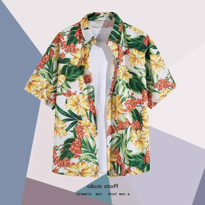 Summer Floral Print Thin Shirt for Men Women - Image 24