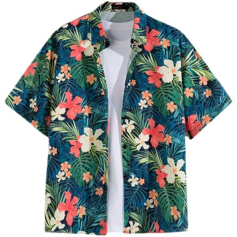 Summer Floral Print Thin Shirt for Men Women - Image 25