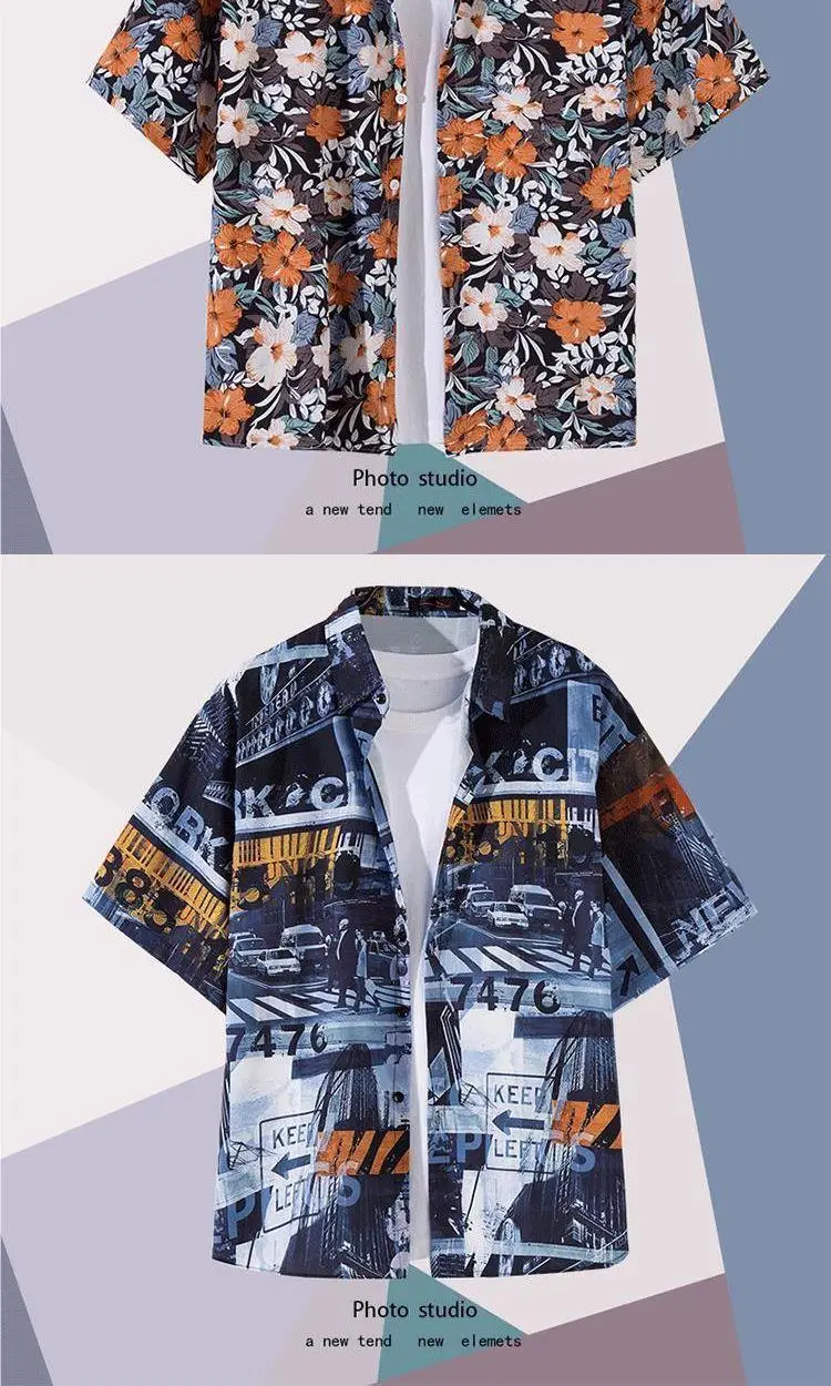 Summer Floral Print Thin Shirt for Men Women — feature 2