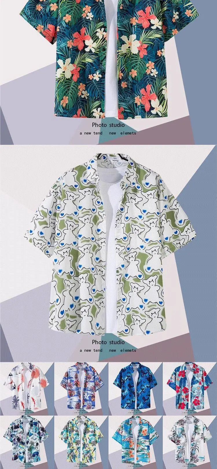 Summer Floral Print Thin Shirt for Men Women — feature 4