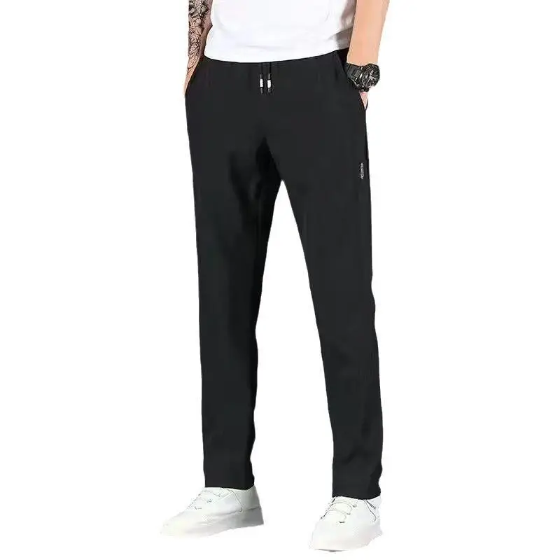 Men's Grey Ice Silk Thin Trousers with Zipper - Image 8