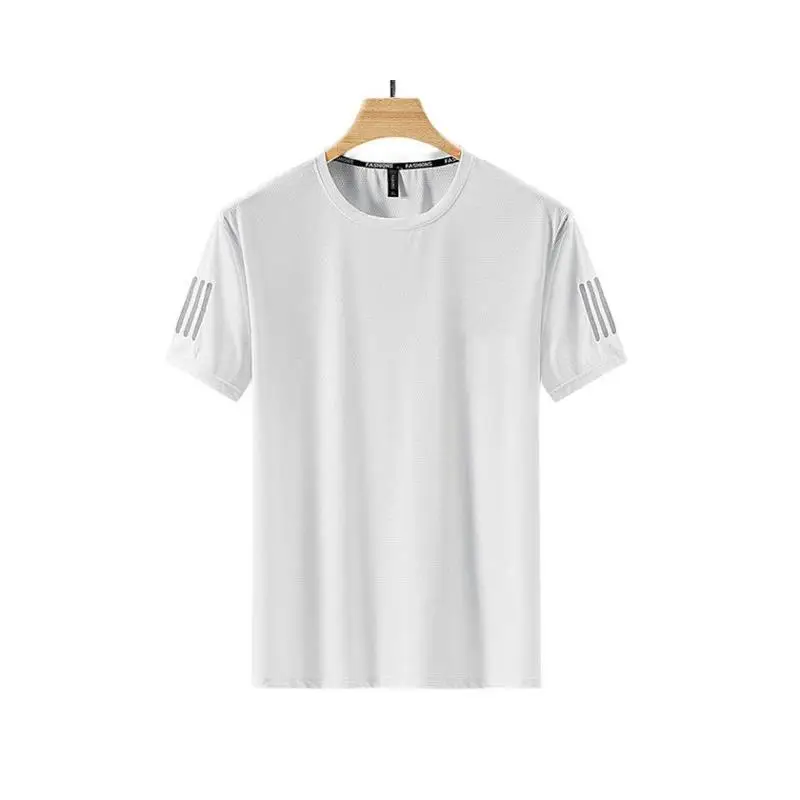Men's White Short Sleeve T-Shirt Loose Fit Summer - Image 8