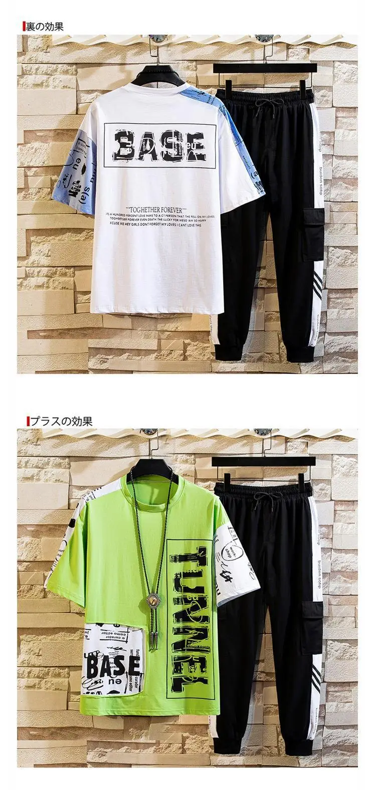 Men Sports Casual Shorts Suit Black Teal Three-Striped Set — feature 4