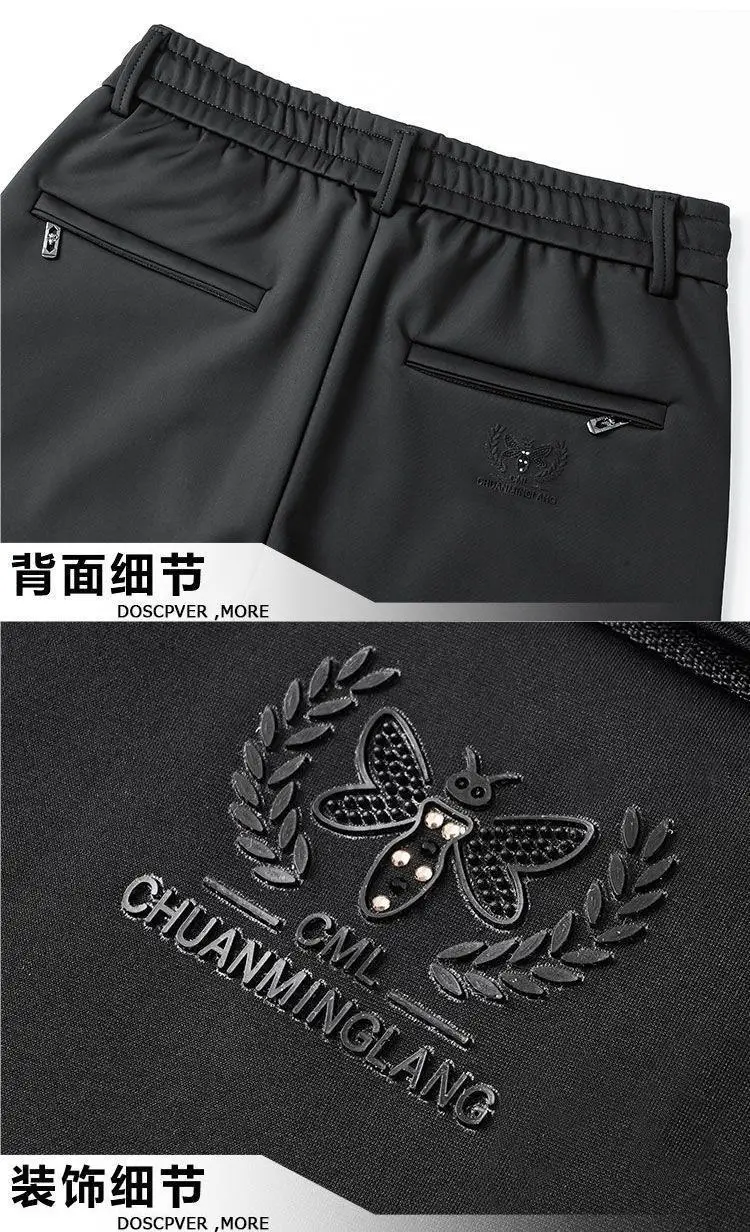 Ice Silk Thin Men's Pants Black High Elastic Waist — feature 8