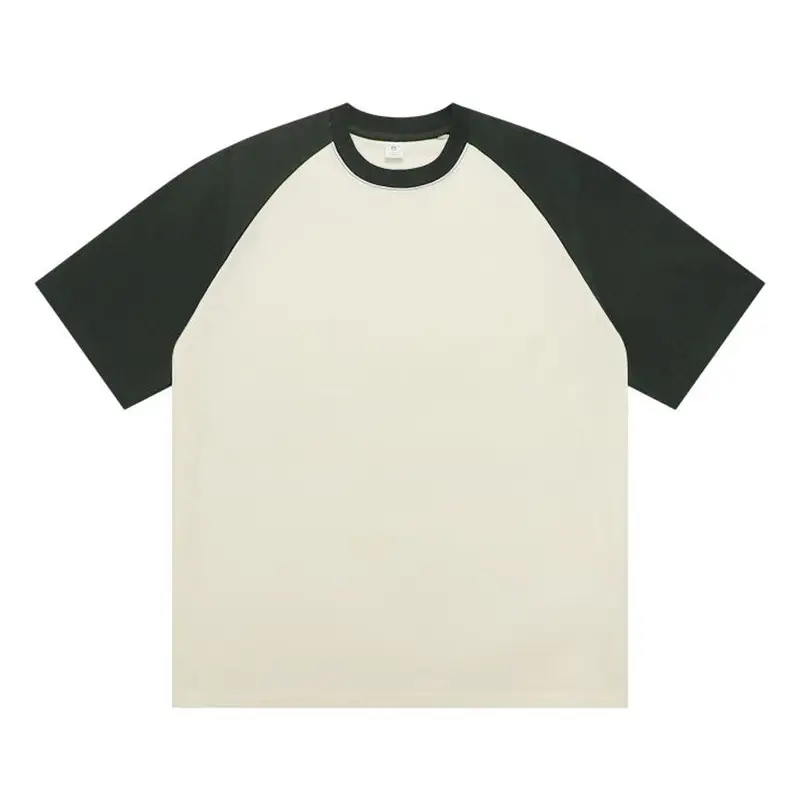 270g Cotton Raglan T-Shirt Cream Maroon Round Neck