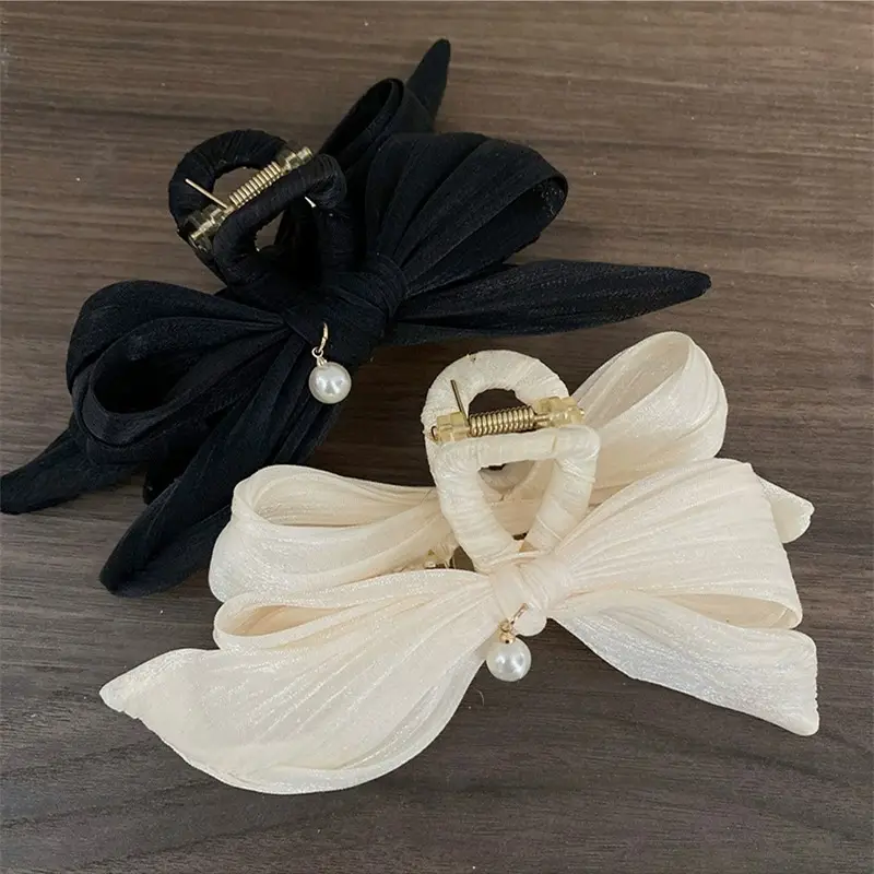 French Beige Pearl Shark Hair Clip for Women - Image 4