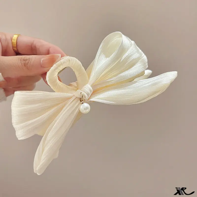 French Beige Pearl Shark Hair Clip for Women - Image 2