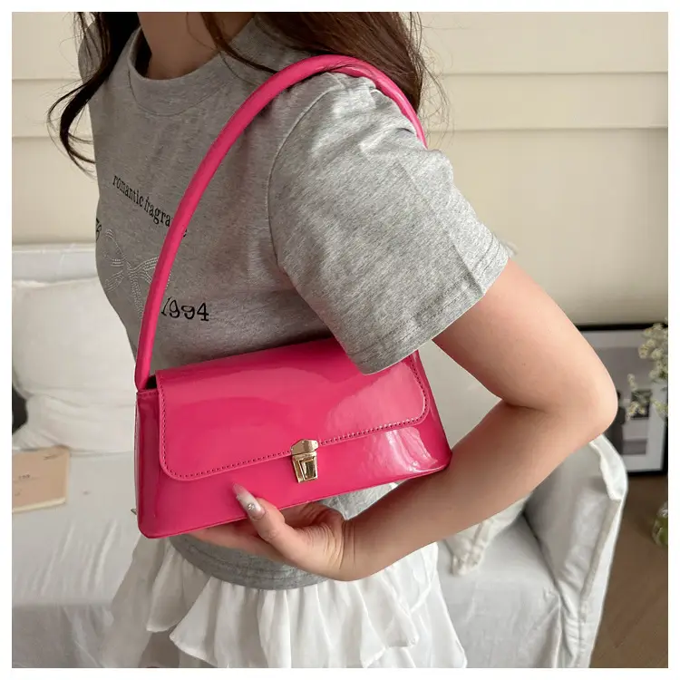 Pink Leather Shoulder Bag for Women 2024 Spring Summer — feature 9