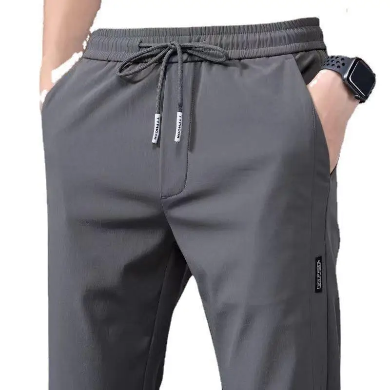 Men Ice Silk Thin Pants Black Summer Loose Casual Pants - Image 26