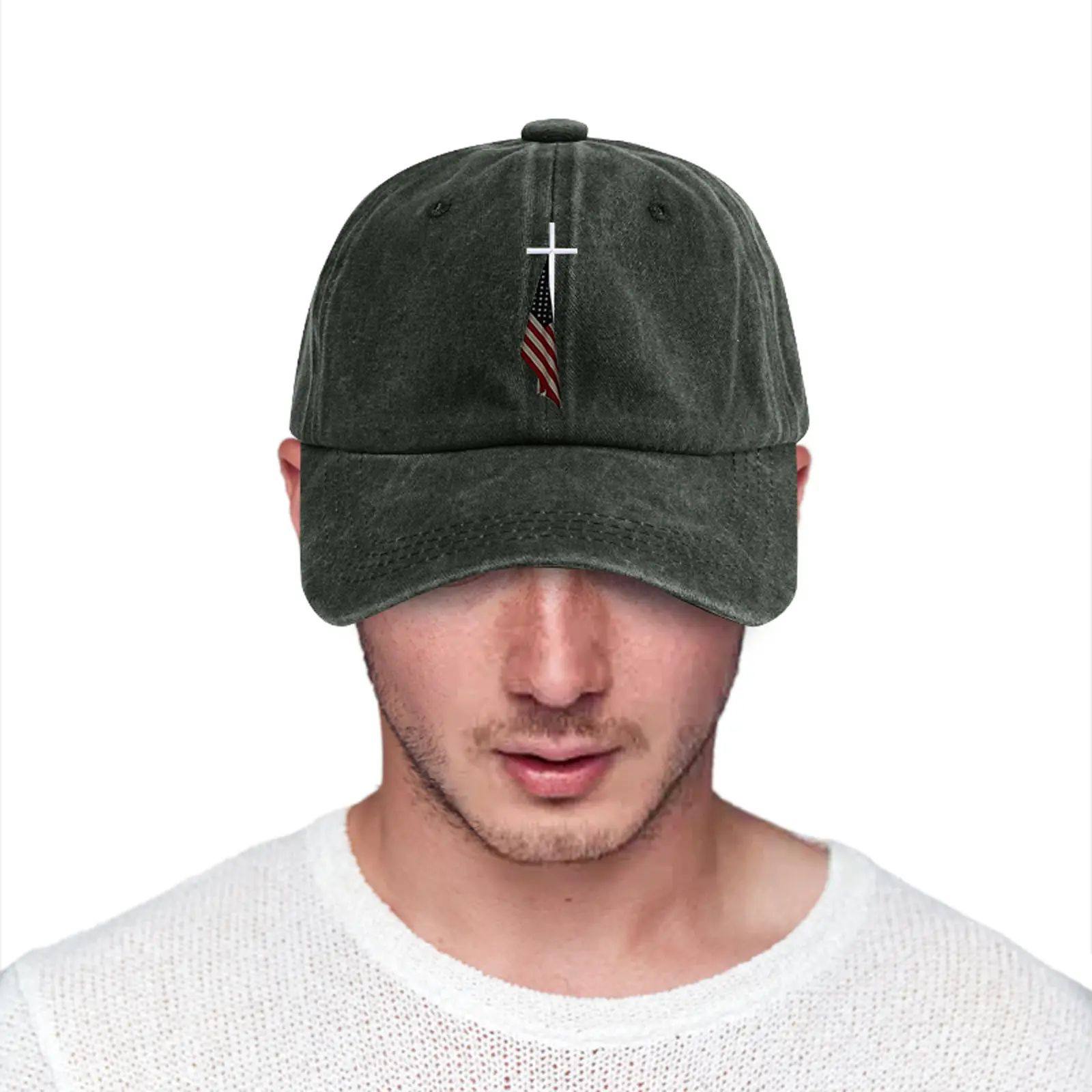 Men Women Blue Cross Denim Cap Autumn Winter - Image 4