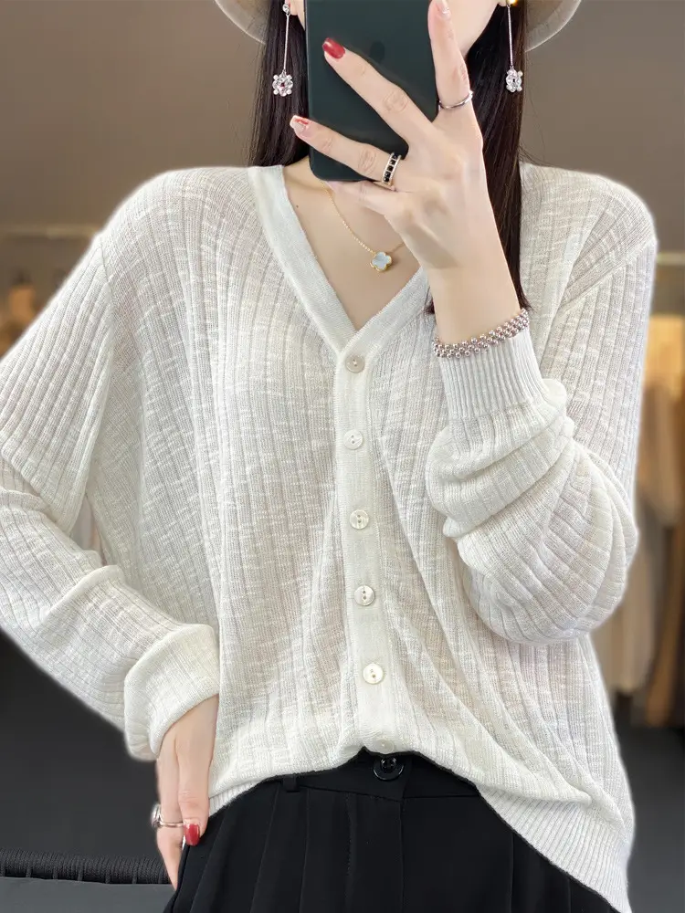 Summer Knitted V-Neck Sunscreen Cardigan - Image 11