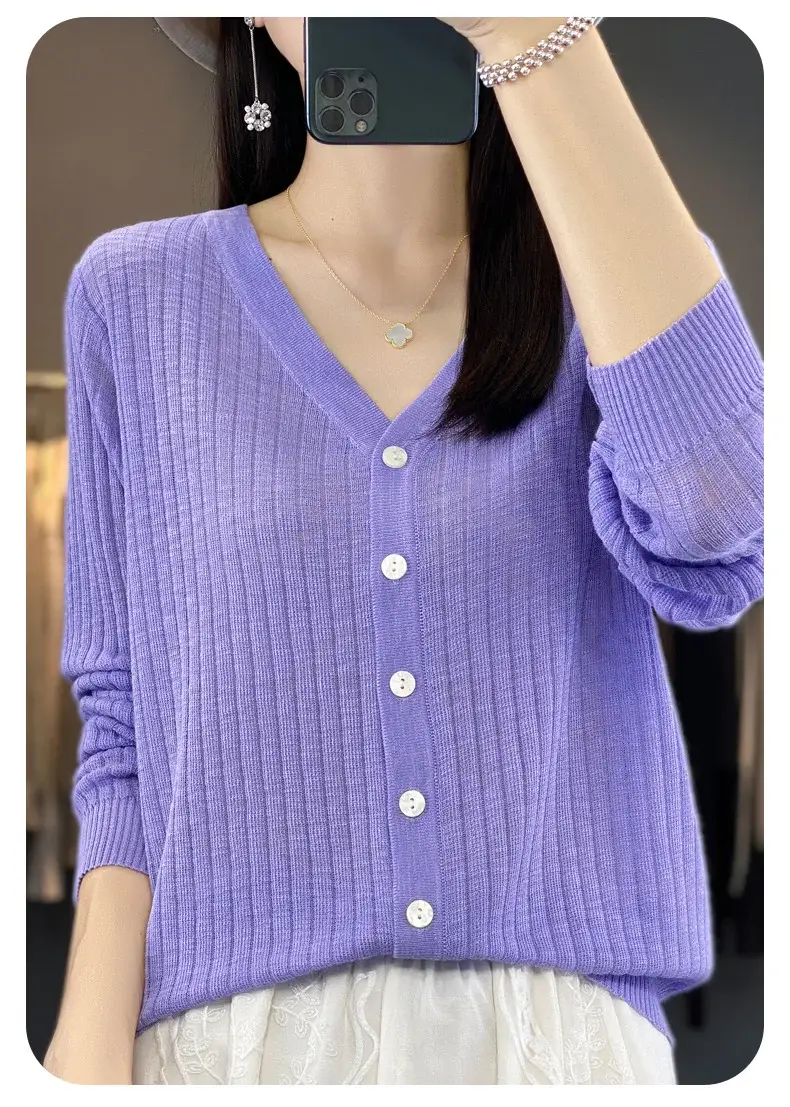 Summer Knitted V-Neck Sunscreen Cardigan — feature 20