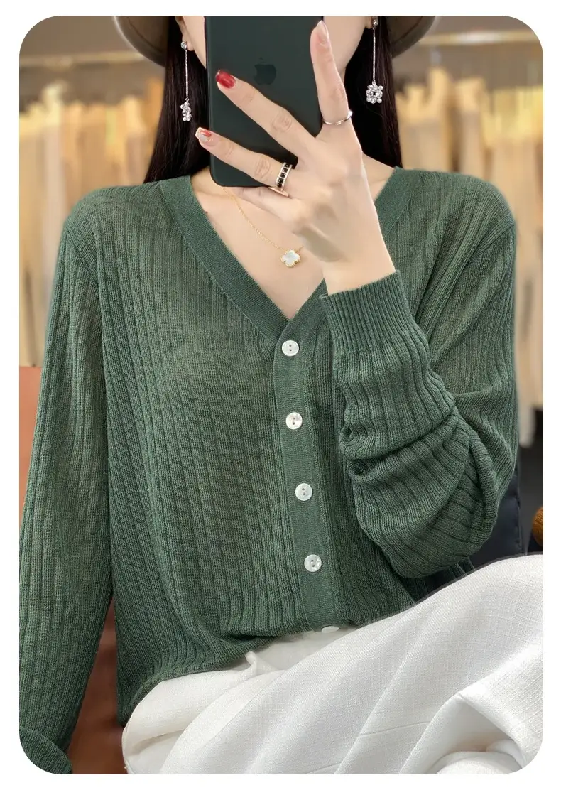 Summer Knitted V-Neck Sunscreen Cardigan — feature 23