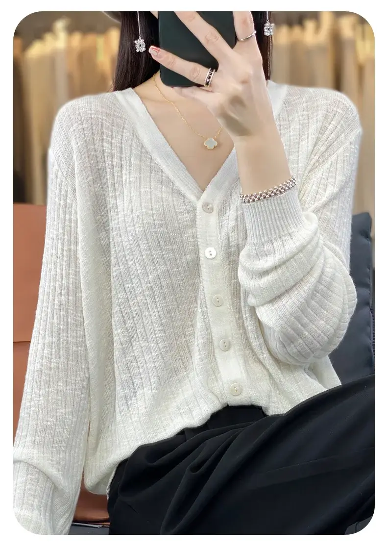 Summer Knitted V-Neck Sunscreen Cardigan — feature 35