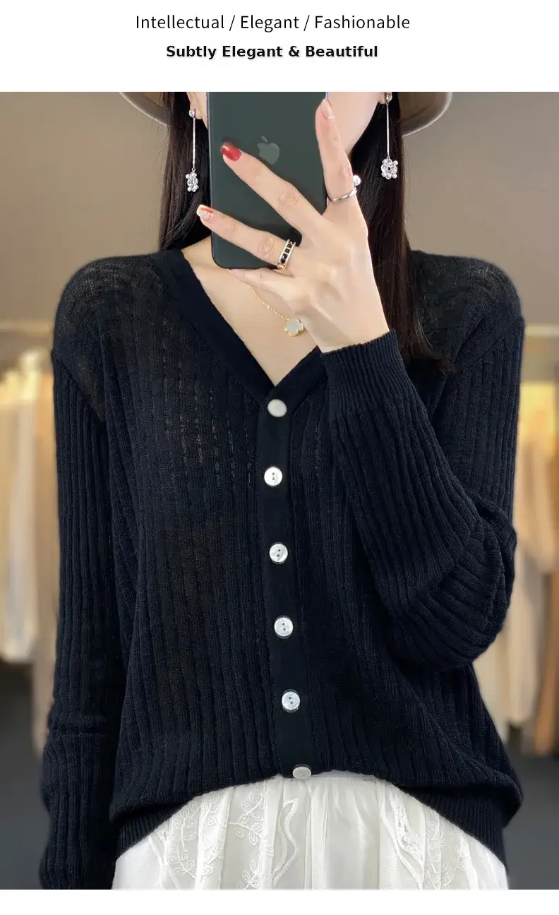 Summer Knitted V-Neck Sunscreen Cardigan — feature 36