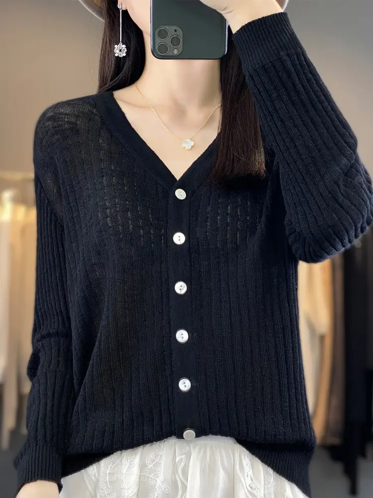 Summer Knitted V-Neck Sunscreen Cardigan - Image 7