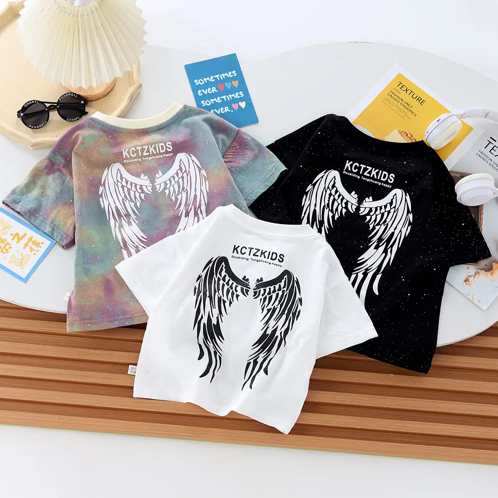 Boys Tie Dye Kids T-Shirt Black Wings 2025 - Image 4