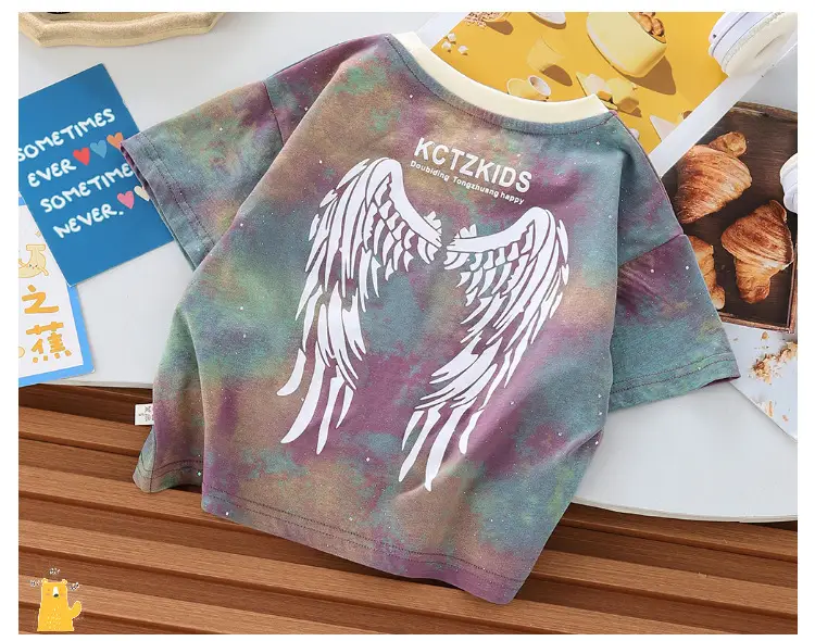 Boys Tie Dye Kids T-Shirt Black Wings 2025 — feature 13