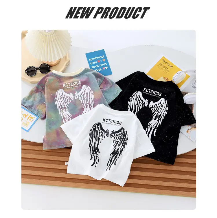Boys Tie Dye Kids T-Shirt Black Wings 2025 — feature 20