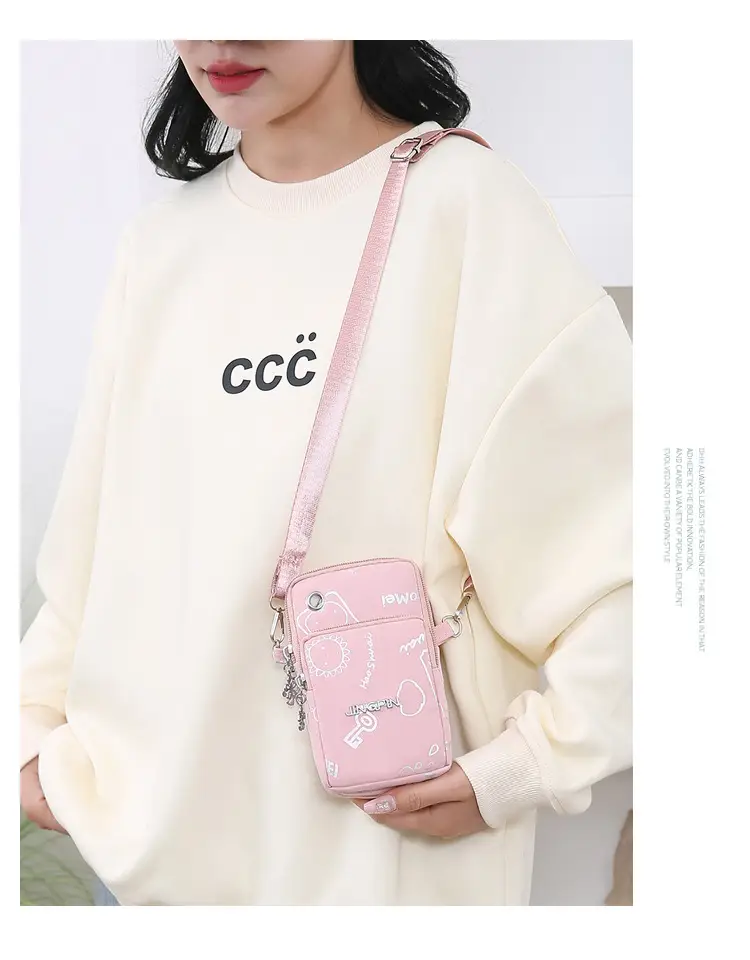 Pink Casual Shoulder Bag with Mobile Pocket — feature 12