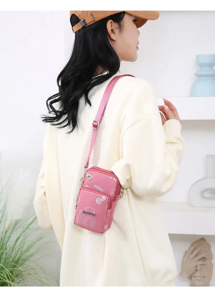 Pink Casual Shoulder Bag with Mobile Pocket — feature 20